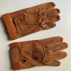NWOT equestrian leather mesh riding gloves cognac Medium